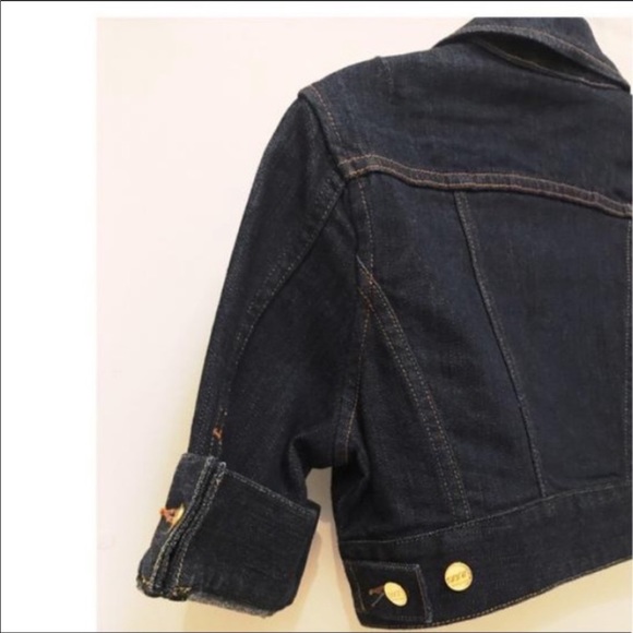 Sean John Cropped Dark Denim Jacket 3/4 Sleeves S - Picture 6 of 7